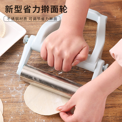 [新式滚轴擀面杖304不锈钢省力走锤家用食品级包子皮专用赶面工具]