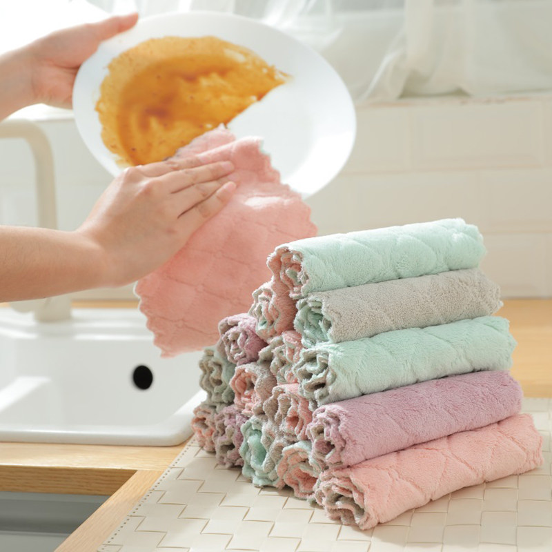 Thickened rag housework cleaning cloth not to be stained with oil absorbent dishwashcloth Kitchen Items Rubbing Table Dishcloth