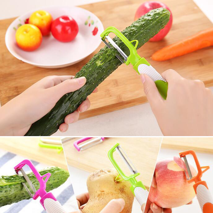 Candy-colored cutter long strip scraper stainless steel cutting apple cutting apple cutting kitchenware fruit cutting knife