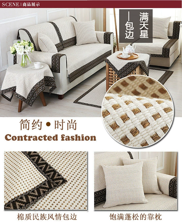 Mùa thu và mùa đông cotton và lanh Trung Quốc đệm sofa đệm đơn giản hiện đại rắn vải vải sofa bốn mùa đầy đủ bìa sofa - Ghế đệm / đệm Sofa