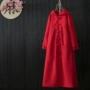 Trung Quốc ăn mặc áo len quốc gia dày len cải tiến dài dịch vụ trà retro khóa áo len trùm đầu áo khoác lông cừu