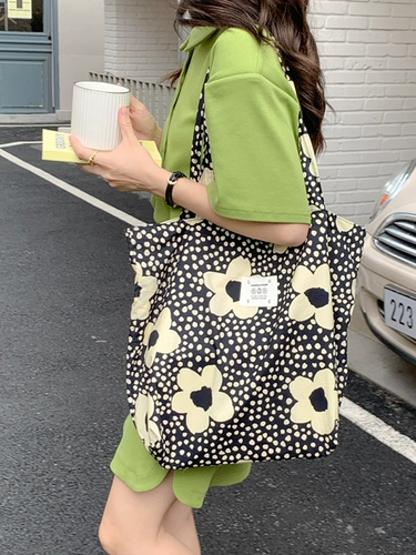 Брендовый тканевый мешок для отдыха, сумка на одно плечо, в цветочек