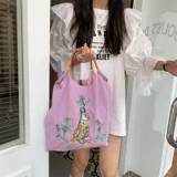 Японский нейлоновый портативный шоппер, с вышивкой