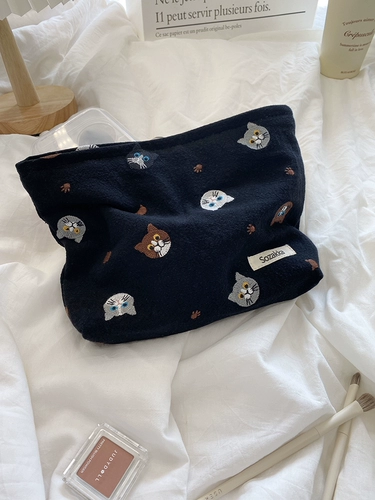 Японская косметичка, кошелек, милая сумка для хранения, портативная маленькая сумка клатч, с вышивкой, из хлопка и льна