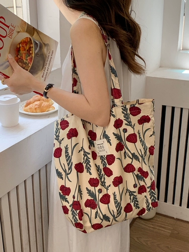 Брендовый тканевый мешок для отдыха, сумка на одно плечо, в цветочек