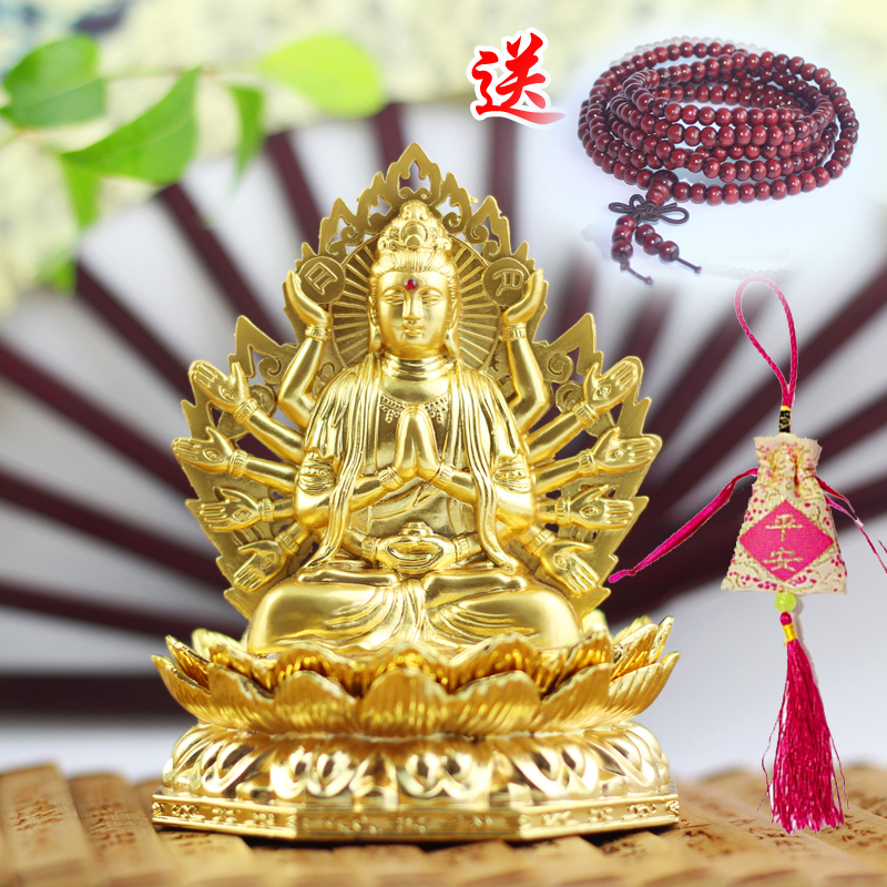 High-end alloy bifacial Qiankuanyin Buddha statue car pendulum piece Po Ping Lotus Guanyin On-board Pendulum Piece Creativity