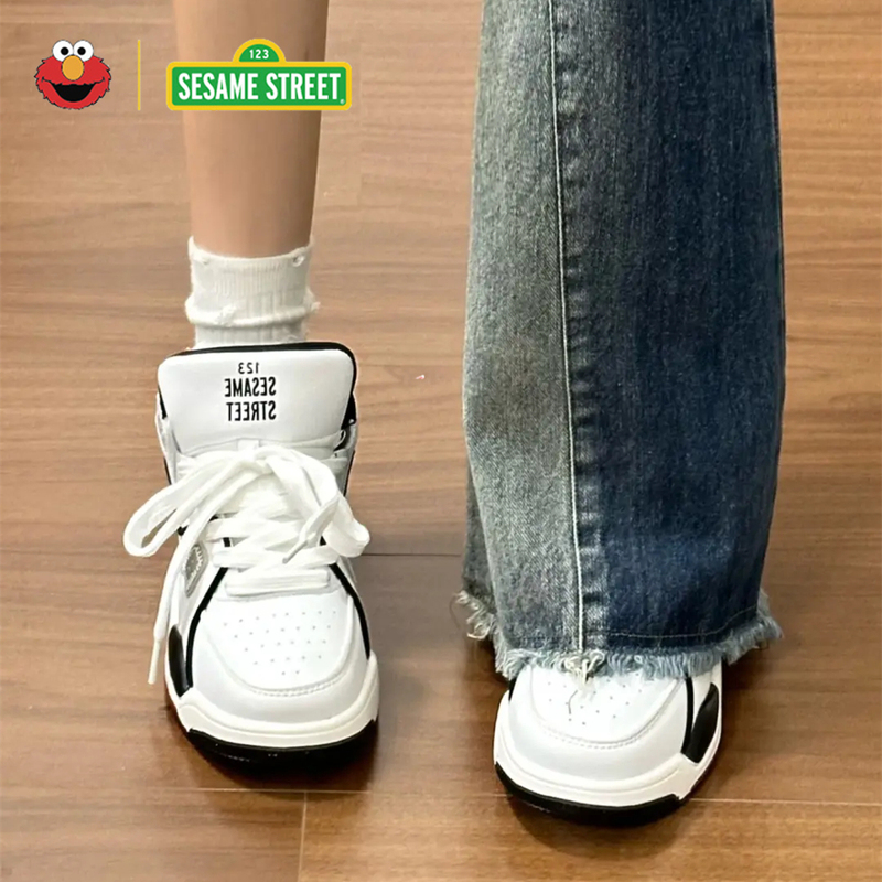 Sesame Street High-Top Sneakers for Men and Women, Summer Basketball Air-Cushion Shock-Absorbing White Sports Shoes