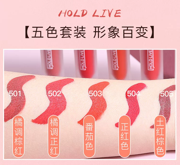 Holdlive lip glaze hộp quà tặng không thấm nước không mất màu cắn môi lỏng môi nữ sinh viên mờ môi - Son bóng / Liquid Rouge