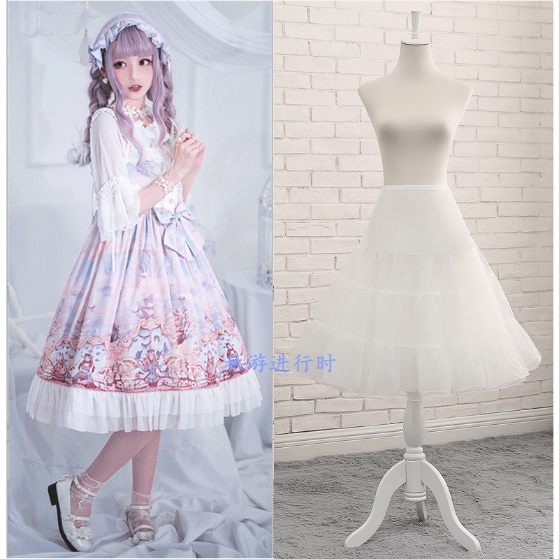 Bone skirt support daily violence 65cm plus lolita crystal yarn black and white lined inside