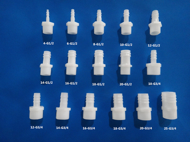 4 points 6 points External thread plastic pagoda connector Plastic hose connector Soft and hard pipe butt joint external tooth pagoda