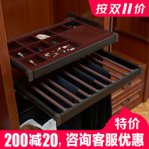 Pretty daughter-in-law wardrobe pull basket pants rack telescopic wardrobe pants rack multi-function pants draw rack Cloakroom storage jewelry box