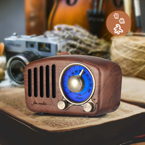 Retro bluetooth solid wood log home charging small speaker radio outdoor portable mini small audio