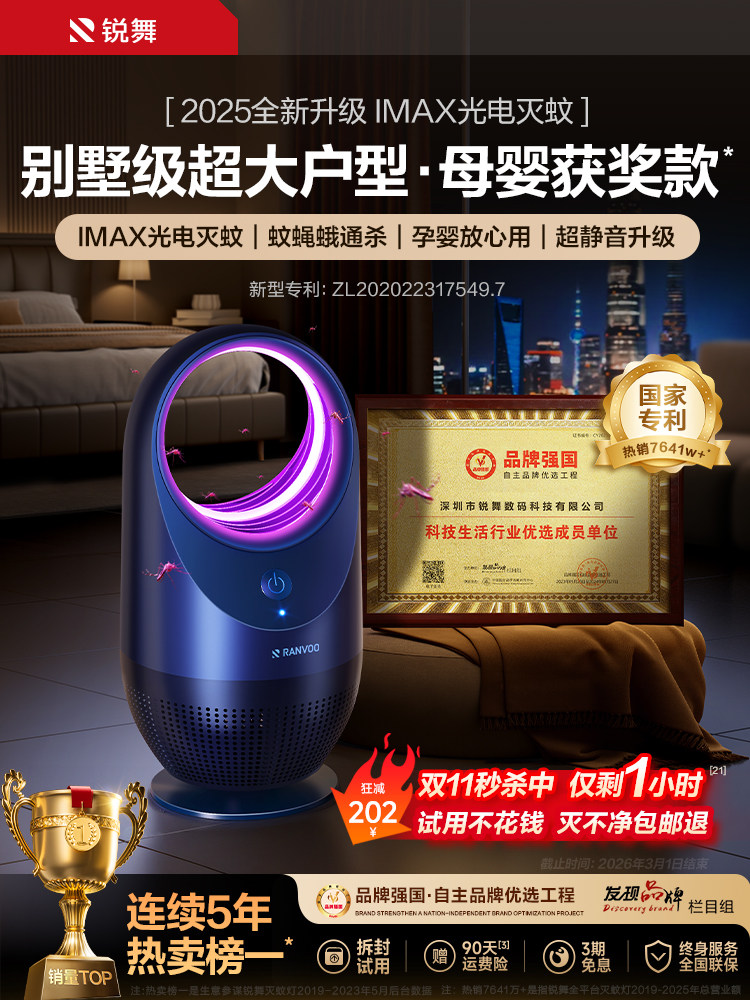 Ruiwu Mosquito Killer Lamp, 2026 New Model for Home Use, Indoor Mosquito Repellent Lamp, Electric Mosquito Repellent Device, Special for Mothers and Babies