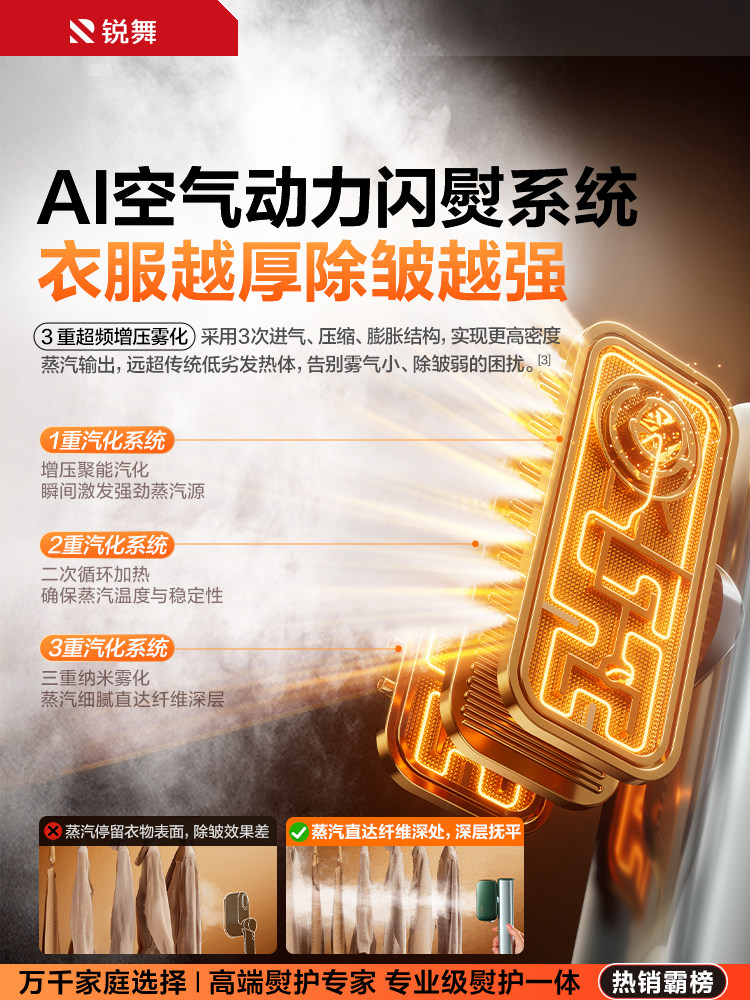 Ruiwu Handheld Garment Steamer 2026 New Model Ironing Machine for Home Use Small Steam Electric Iron Portable Clothes Steamer