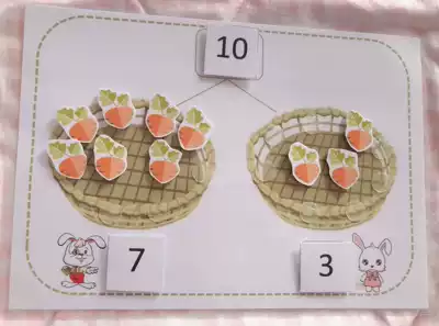 Kindergarten homemade toy area material middle class large class mathematics area within 10 decomposition small rabbit division Luo