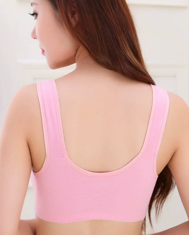 Kích thước lớn trung niên kiểu vest trước khóa cotton mẹ đồ lót nữ không có vòng thép không có phần xốp mỏng bra mùa hè áo ngực cho bé bú