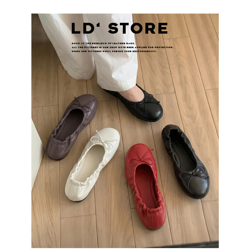 Genuine Leather ~ Shy Girl Style Rocking Shoes, Butterfly Mary Jane Shoes for Women, Summer Commuting Soft-Soled Ballet Shoes, Egg Roll Shoes