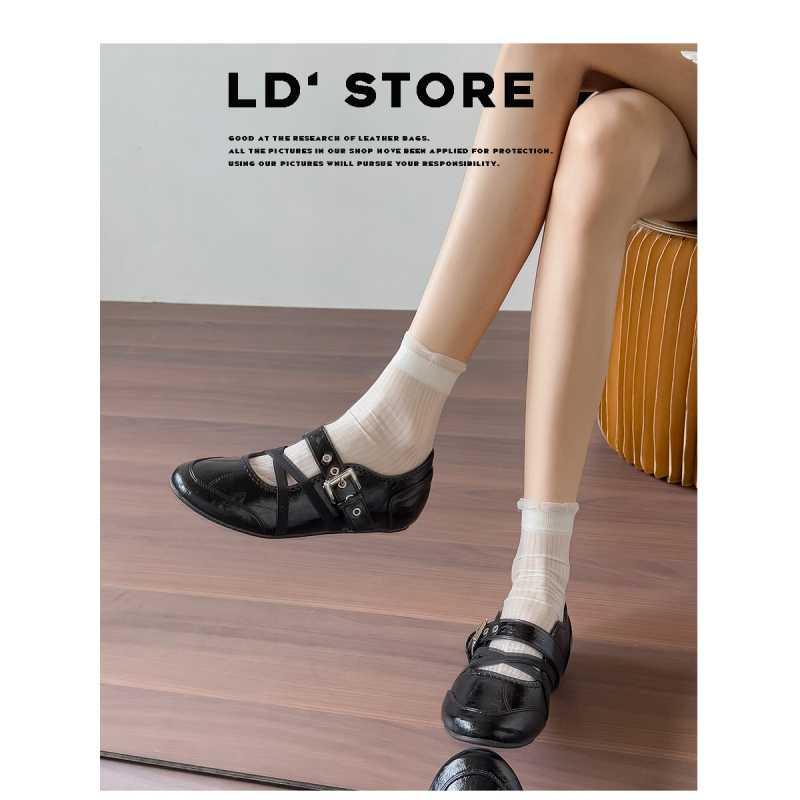Genuine Leather~Retro Ballet Training Shoes for Women 2026 New Style Belt Buckle French Style Sports Height-Increasing Mary Jane Shoes Genuine Leather~Retro Ballet Training Shoes for Women 2026 New Style Belt Buckle French Style Sports Height-Increasing Mary Jane Shoes