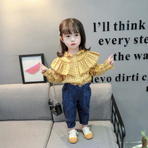 Girls spring new 2020 spring and autumn foreign style suit Female baby plaid shirt Childrens one-year-old female baby spring