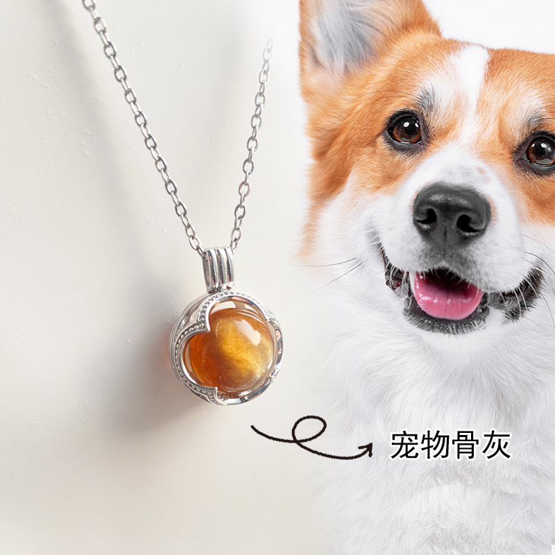 Four-Leaf Clover Pet Hair Keepsake Necklace Pendant Ring Memorial Bracelet for Ashes and Teeth of Cats and Dogs