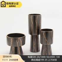 New Chinese style simple light luxury retro ceramic flower arrangement Vase decoration model room living room TV cabinet porch decoration