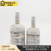 Modern new Chinese light luxury marble Ceramic Vase ornaments sales office living room study desktop flower placement