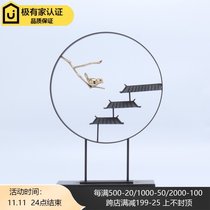 Modern new Chinese creative wrought iron yard fortune bronze bird art ornaments living room TV cabinet porch decorations