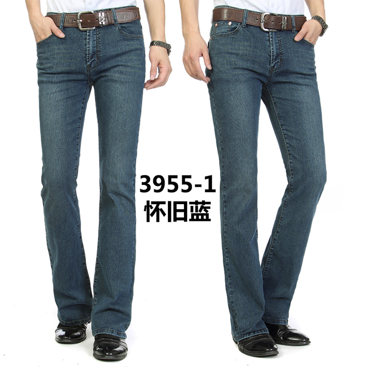 Mùa xuân và mùa hè phần mỏng nam eo micro-horn jeans stretch slim quần pháo sáng denim micro-chuông quần