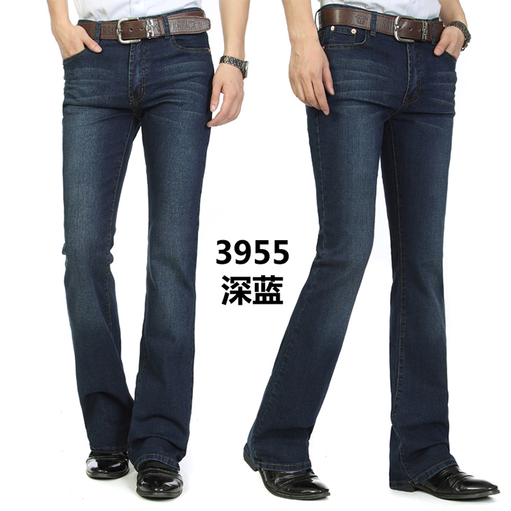 Mùa xuân và mùa hè phần mỏng nam eo micro-horn jeans stretch slim quần pháo sáng denim micro-chuông quần