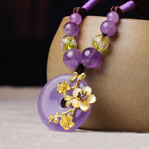 Retro Amethyst Necklace Hanging Jewelry Women Short hipster choker Neck Band National Wind Neck Chain Autumn