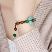 Chinese style safe buckle bracelet Mori female retro hand rope handmade accessories agate bracelet jewelry National style