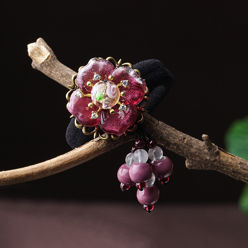 Half tie hair hair ring Vintage headdress Ancient style hair ornaments Hair ring Adult jewelry National wind ponytail hair ring Rubber band female