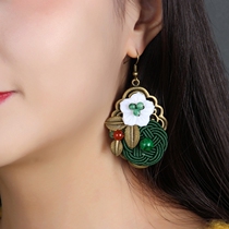 Retro National Wind China Knot Earbuds Flowers Exaggerated Earrings Design Handmade Female Ornaments Temperament Wave Earrings New