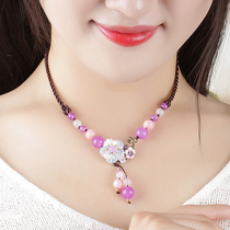 Ethnic style choker vintage necklace women short accessories peach blossom ornaments neck chain sweet Joker autumn and winter accessories