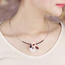 Retro choker female metal collar Hanfu accessories plum flower safe buckle ethnic style necklace neck jewelry