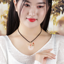 Ethnic style pendant necklace accessories safe buckle choker female wild style simple neck strap lanyard vintage jewelry