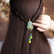 Ethnic clip headdress antique hairclip semi-ligation of adult sen xi chalcedony simple female issuing yu zui jia hair accessories