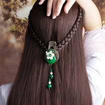 Ethnic style Mori headdress hairclip top clip duckbill hairpin green agate elegant adult hair ornaments ancient style decorations