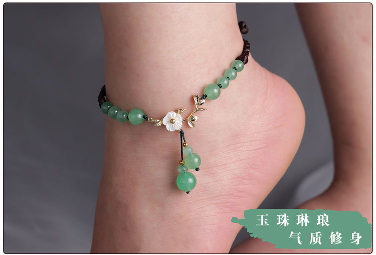Cổ chân nữ phiên bản Hàn Quốc của bàn chân nhỏ tươi dây Sen chân chuỗi handmade sinh viên retro chân cổ trang sức khí trang trí chân lắc chân nữ 10k