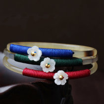 Natural horn bracelet fine bracelet sub national wind retro style hand decorated with flowers spring and summer hand winding 100 lap ornament female