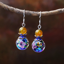 Retro Earrings Short Glazed Pearl National Wind Ear Pendant Brief Small Temperament Ear Clips Spring Summer Decorations Woman