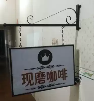 European wrought iron light box Billboard rectangular coffee clothing store LED signboard double-sided customized outdoor waterproof