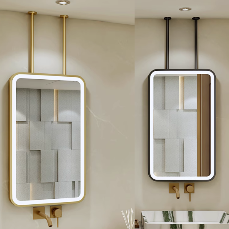 Iron Art Rectangular Boom Mirror Suspended Pendant Mirror Folk Hotel Toilet Mirror Bathroom Mirror Cosmetic Mirror-Taobao