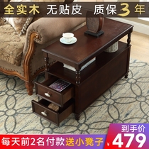 American sofa side cabinet small coffee table shelf bedside table small table living room side table solid wood storage corner a few sides