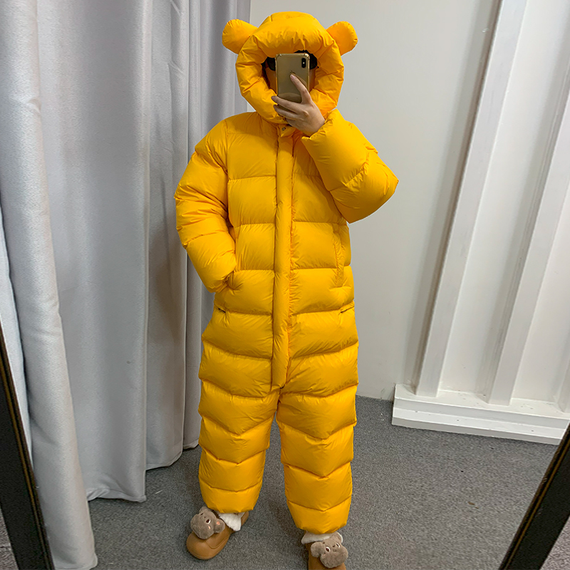 Bear-Style One-Piece down Jacket for Women and Men, Thickened, Same Style as Wang Yiheng and Yan Yun, Northeast Harbin Travel Adult Coat