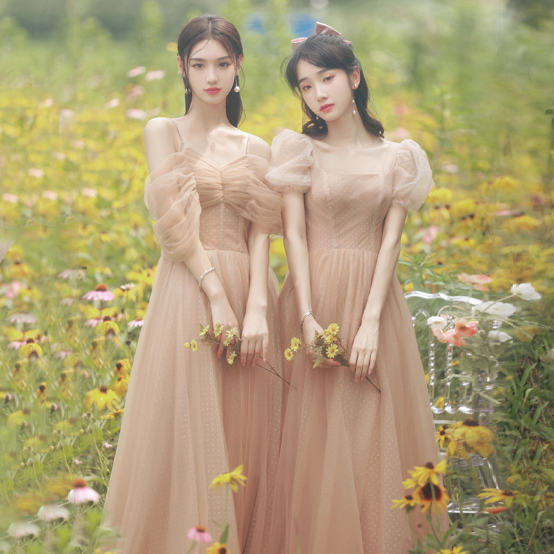 Temperament bridesmaid dress 2022 new summer fairy wedding sister group bridesmaid dress is thin and covers the meat simple atmosphere