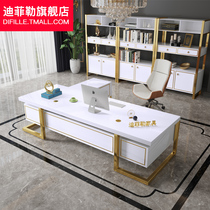 Office desk Boss table President table Simple modern fashion white paint Creative light luxury Large desk Manager table and chair