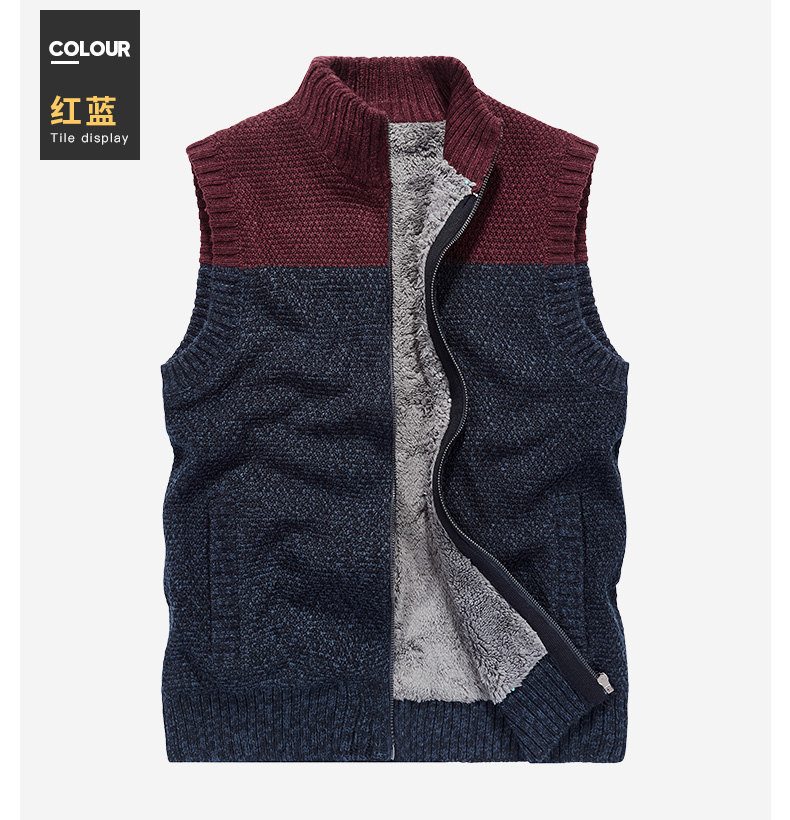 Áo vest nam mới 2018 phối màu phù hợp với áo len đan trẻ trung phiên bản Hàn Quốc cộng với áo len nhung ấm áp không tay áo len dày áo vest khoác nam