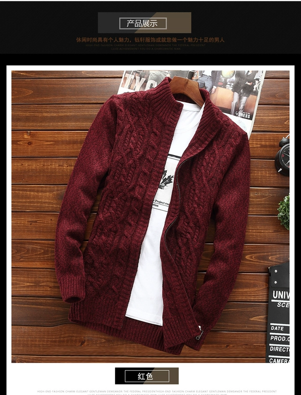 Áo len mùa thu 2018 mới đứng cổ áo cardigan nam áo len lỏng trẻ trung thời trang nam áo khoác dày