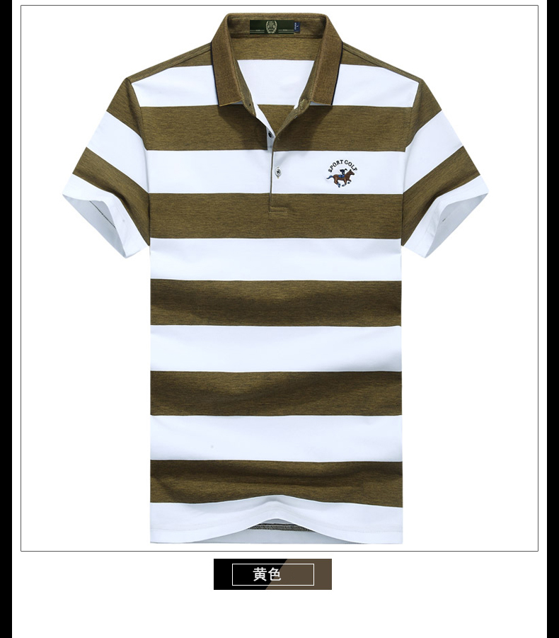 Thời trang nam 2019 chính hãng thời trang hè thêu ve áo sọc kinh doanh thường xuyên cotton ngắn tay áo thun nam thanh niên - Áo phông dài áo thun nam cao cấp